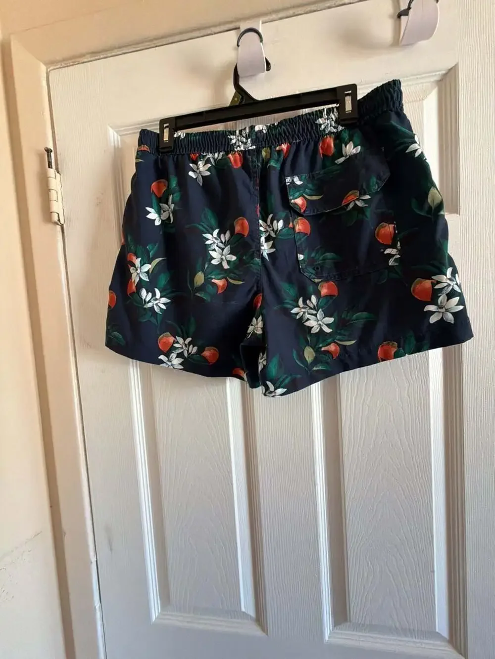 Abercrombie & Fitch Navy Blue Orange Blossom Floral Print Swim Shorts
